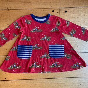 Mini Boden 4-5Y Red Polka Dot Deer Tunic